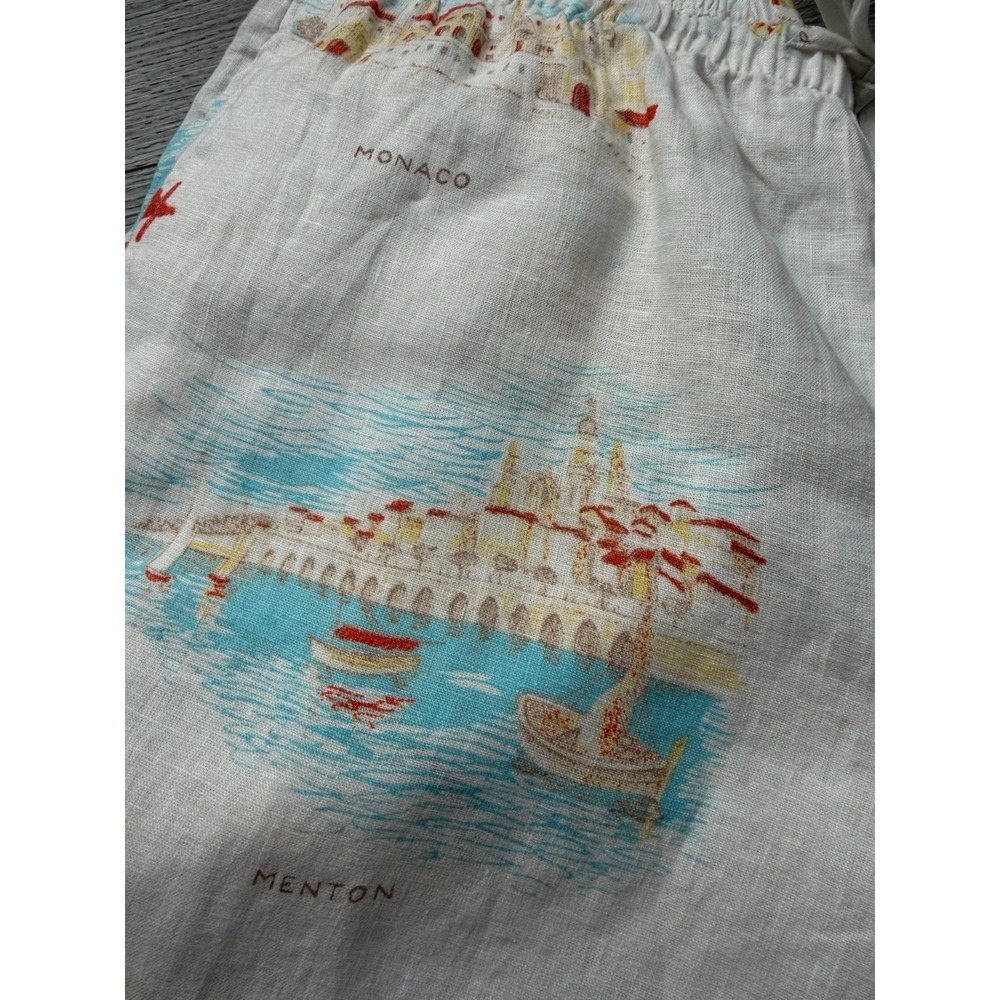 Calypso St Barth White Linen Beach Pants Drawstring L Resort - Picture 6 of 8